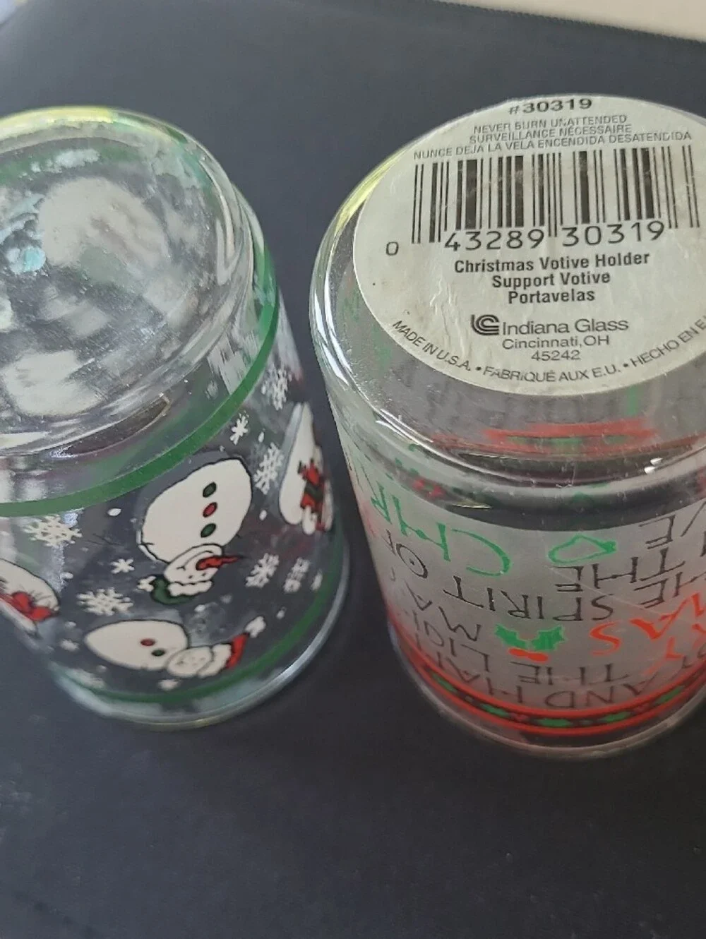 Indiana Glass Christmas Votive Candle Holders and 2 Yankee Candle Votive Candles